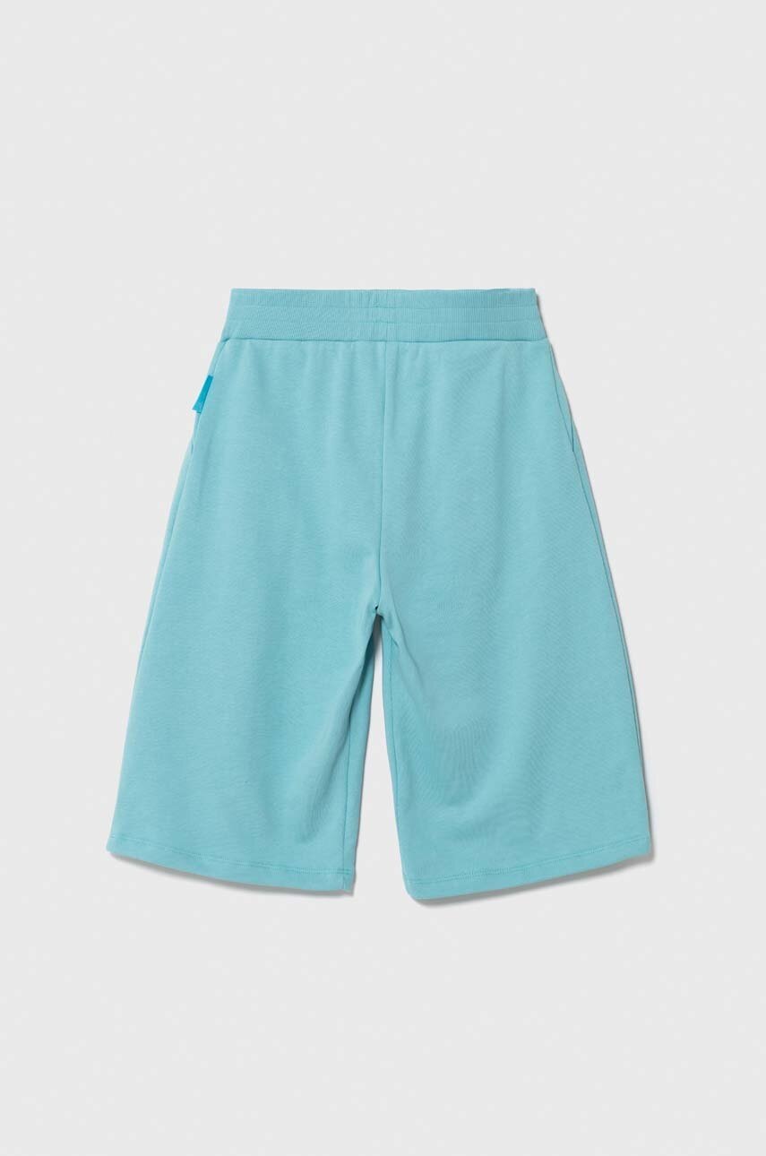 Дитячі бавовняні шорти Emporio Armani The Smurfs колір бірюзовий регульована талія