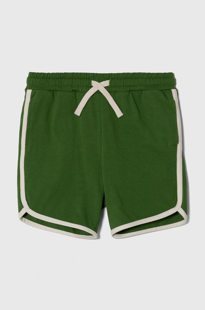 United Colors of Benetton pantaloni scurți din bumbac pentru copii culoarea verde, talie reglabila