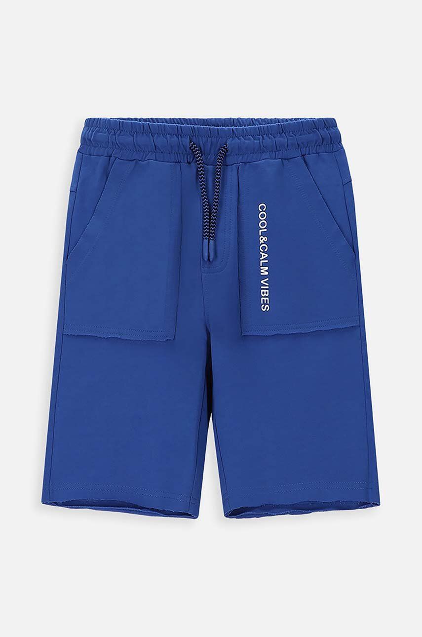 Coccodrillo pantaloni scurți din bumbac pentru copii culoarea albastru marin