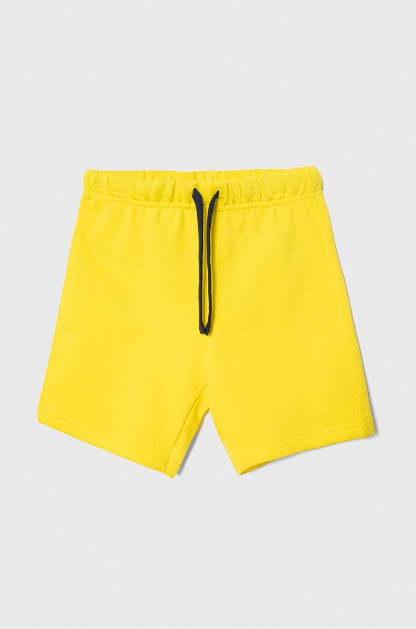 United Colors of Benetton pantaloni scurți din bumbac pentru copii culoarea galben, talie reglabila