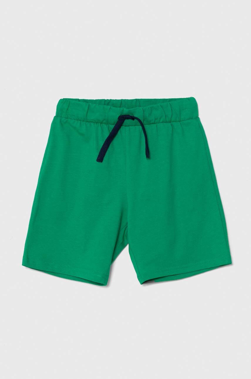 United Colors of Benetton gyerek pamut rövidnadrág zöld, állítható derekú