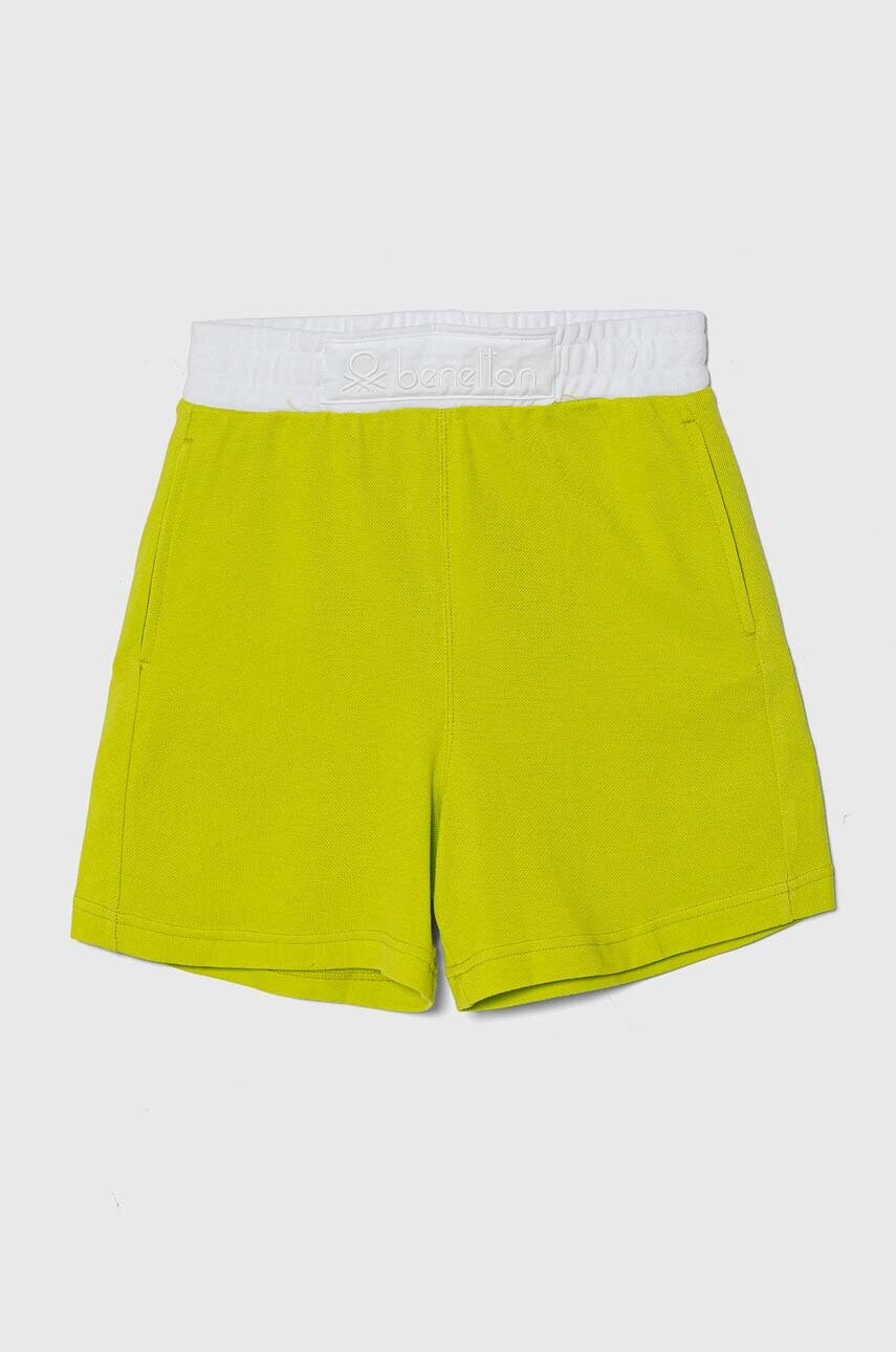 United Colors of Benetton pantaloni scurti din bumbac pentru copii culoarea verde, talie reglabila
