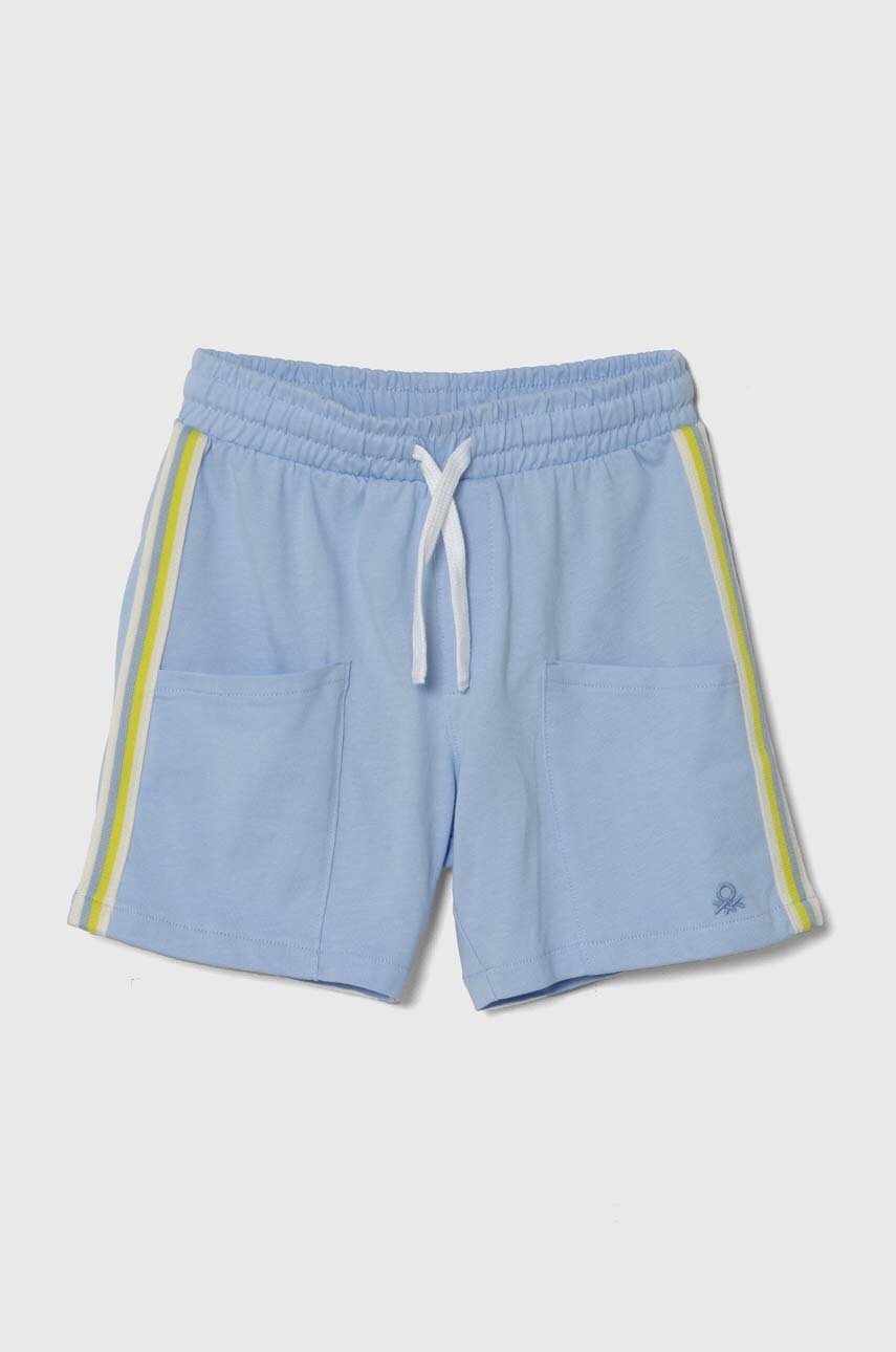 

Детски памучен къс панталон United Colors of Benetton в синьо с регулируема талия, Син