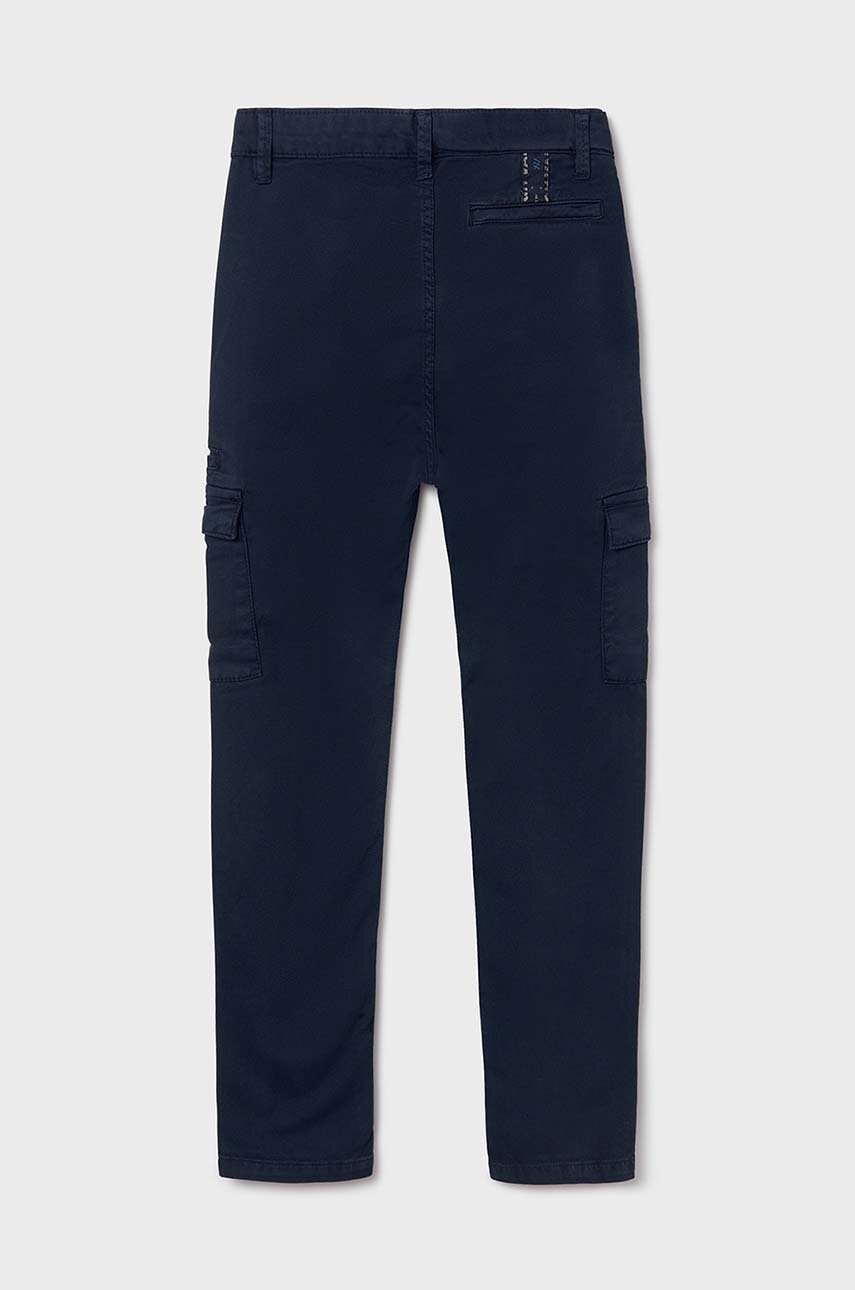 Дитячі штани Mayoral cargo slim fit колір синій однотонні
