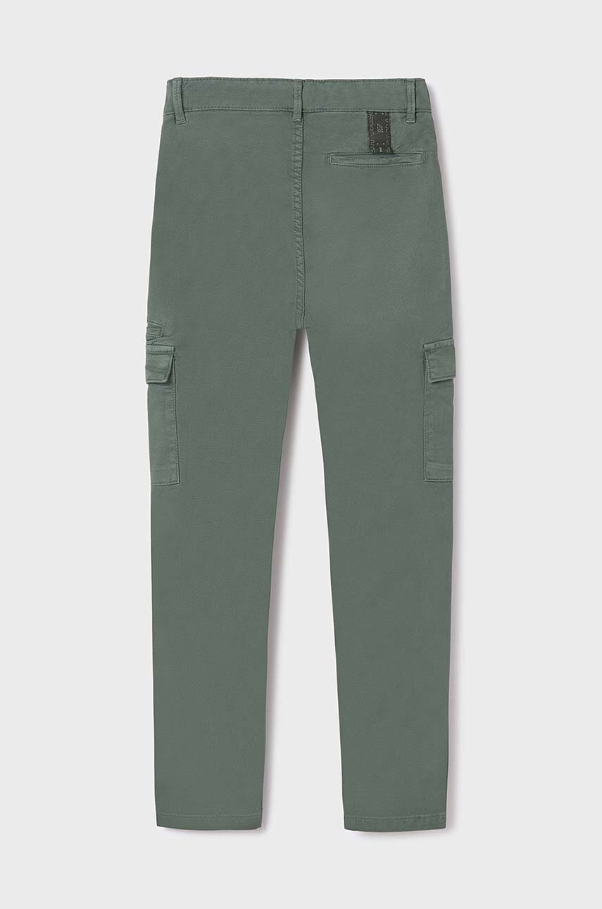 Дитячі штани Mayoral cargo slim fit колір зелений однотонні