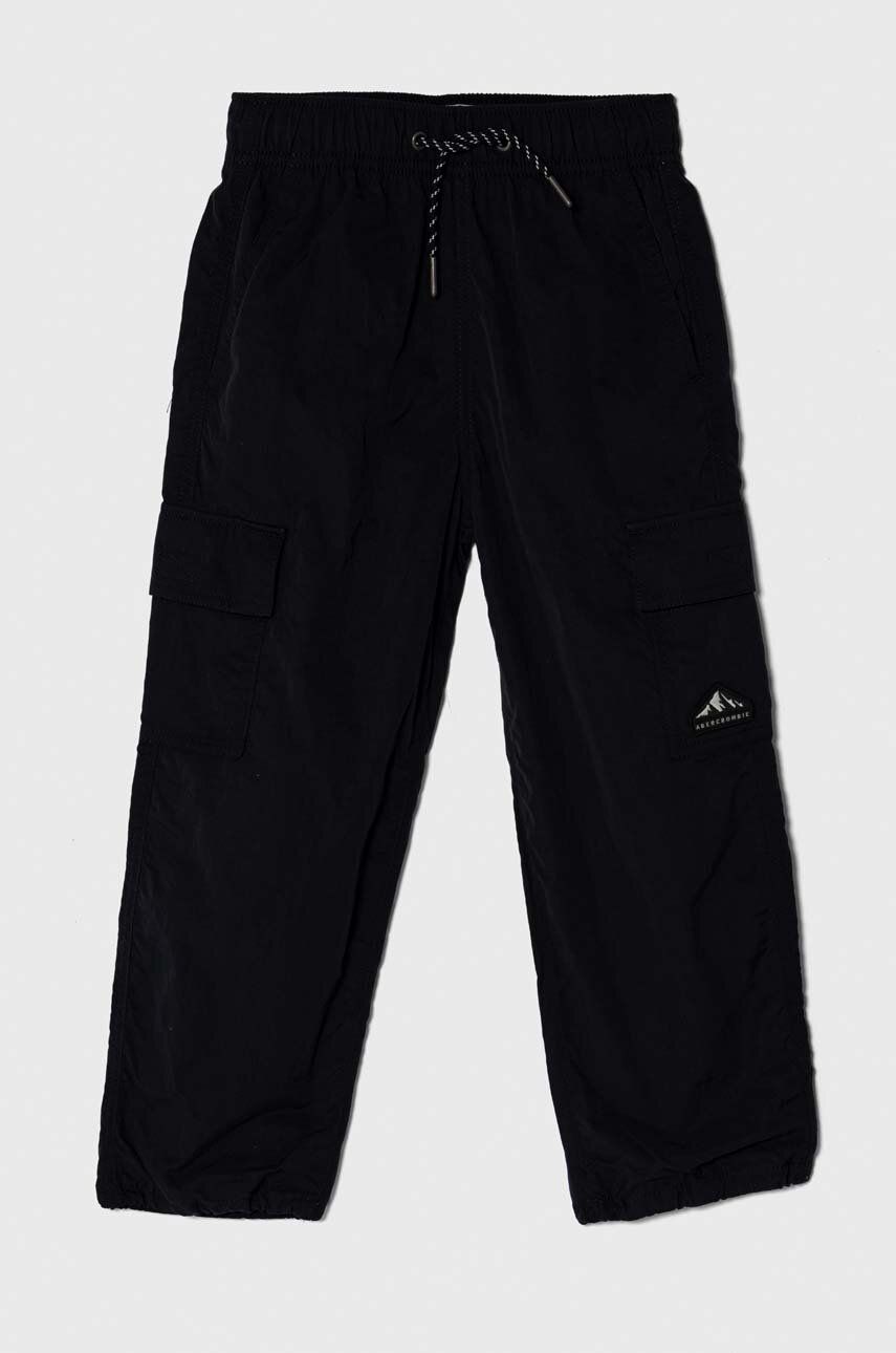 Abercrombie & Fitch pantaloni copii culoarea negru, cu imprimeu