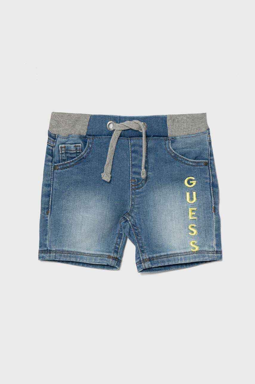 Levně Dětské riflové kraťasy Guess nastavitelný pas