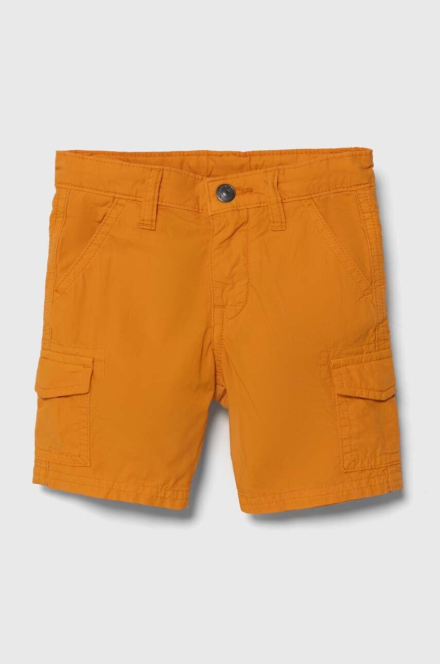 Levně Dětské bavlněné šortky Guess oranžová barva, nastavitelný pas
