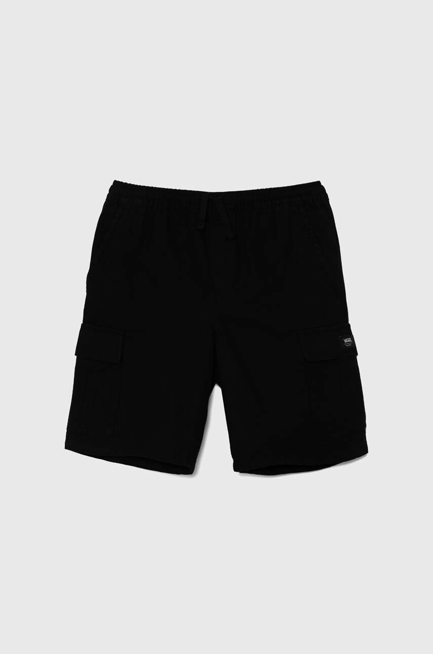 Vans pantaloni scurți din bumbac pentru copii RANGE ELASTIC WAIST CARGO SHORT culoarea negru, talie reglabila