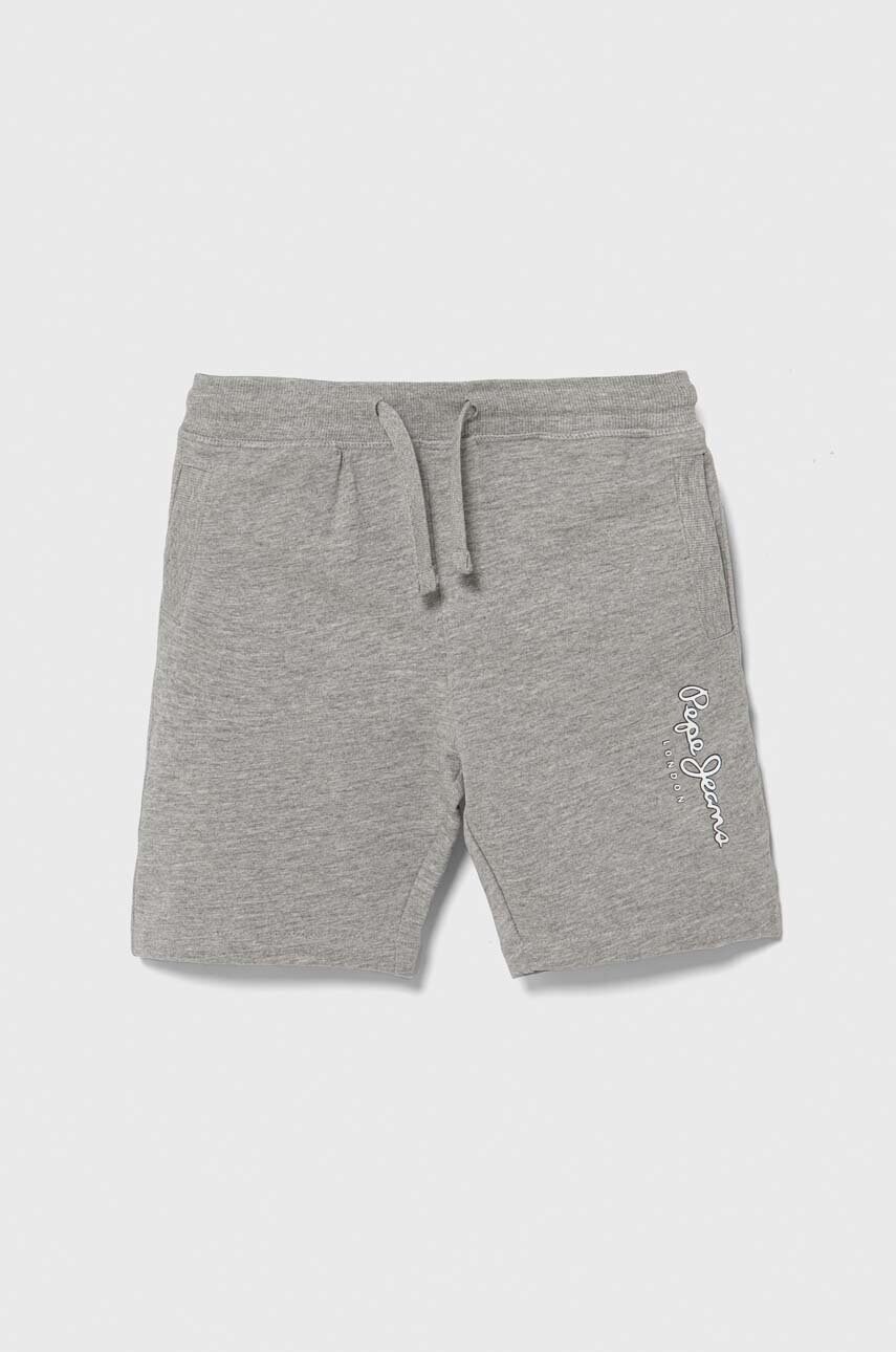 Pepe Jeans pantaloni scurți din bumbac pentru copii NEW EDDIE SHORT culoarea gri, talie reglabila