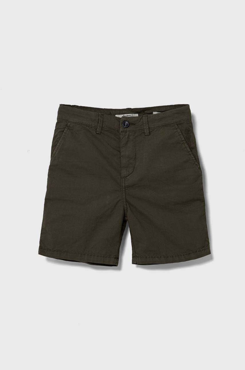 Pepe Jeans pantaloni scurti copii THEODORE SHORT culoarea verde, talie reglabila