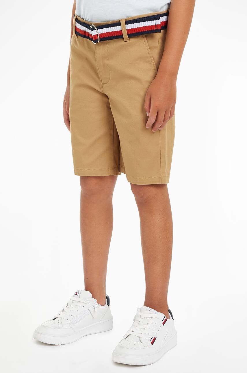 Levně Dětské kraťasy Tommy Hilfiger béžová barva