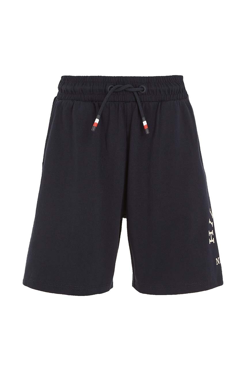 Детские хлопковые шорты Tommy Hilfiger цвет чёрный регулируемая талия