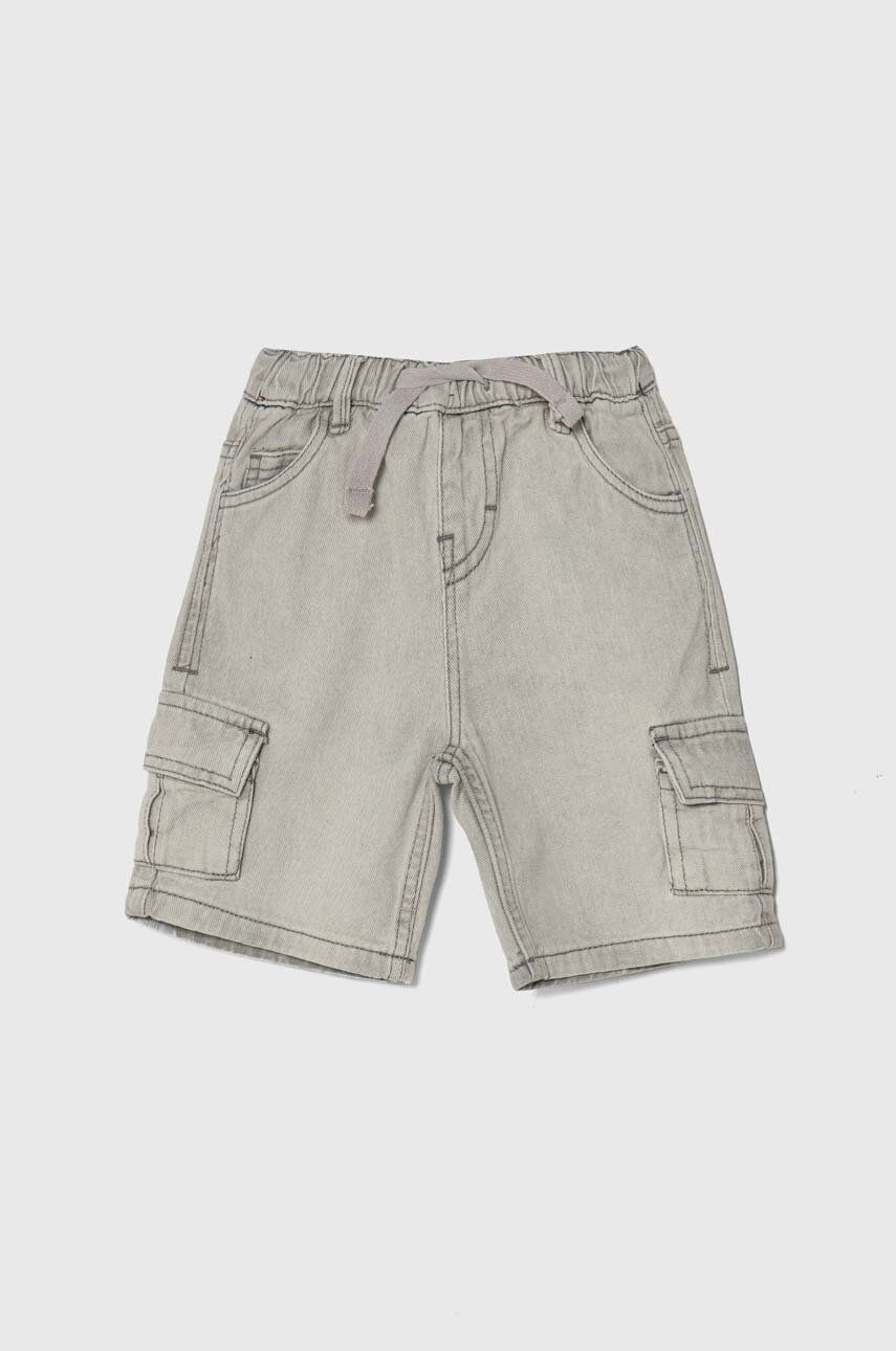 zippy pantaloni scurti din denim pentru copii culoarea gri, talie reglabila