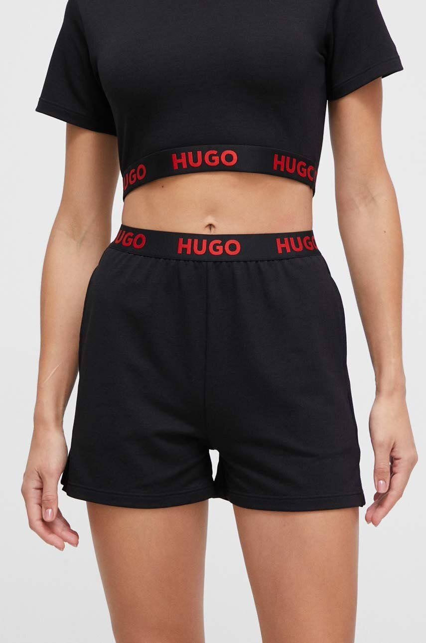 Levně Pyžamové šortky HUGO dámské, černá barva, 50490600