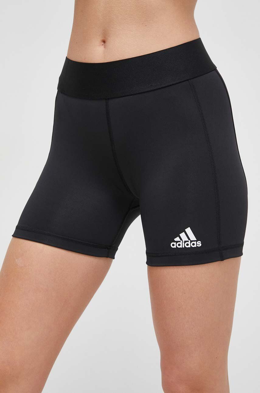 adidas Performance pantaloni scurți de antrenament Techfit culoarea negru, neted, medium waist