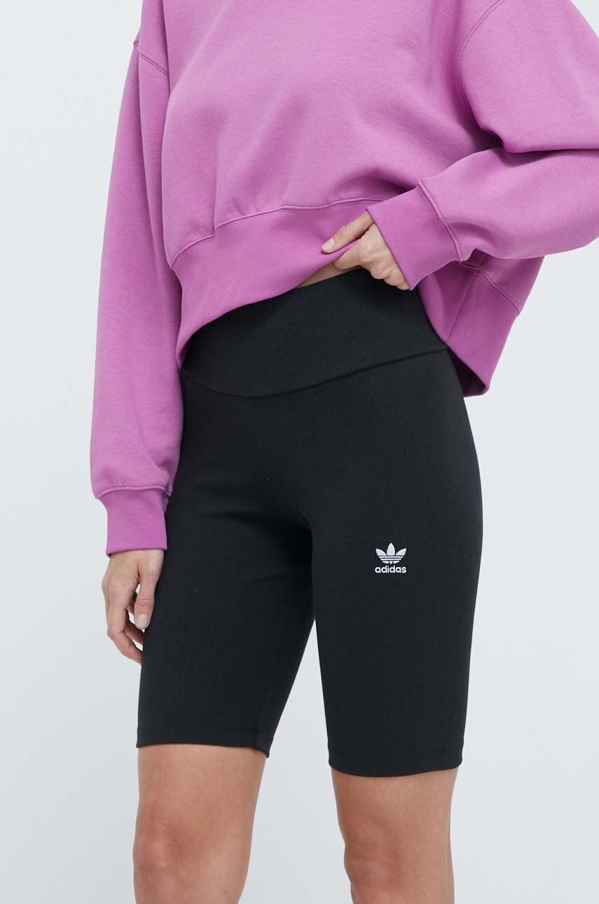 adidas Originals short de ciclism Essentials Short Leggings de damă, culoarea negru, uni, cu talie înaltă HZ7261