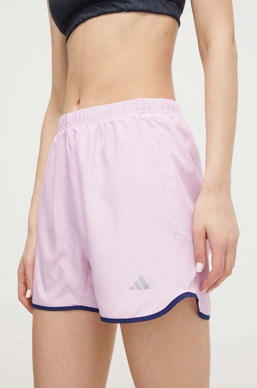 adidas Performance pantaloni scurți de alergare Run It culoarea roz, cu imprimeu, high waist IN0122