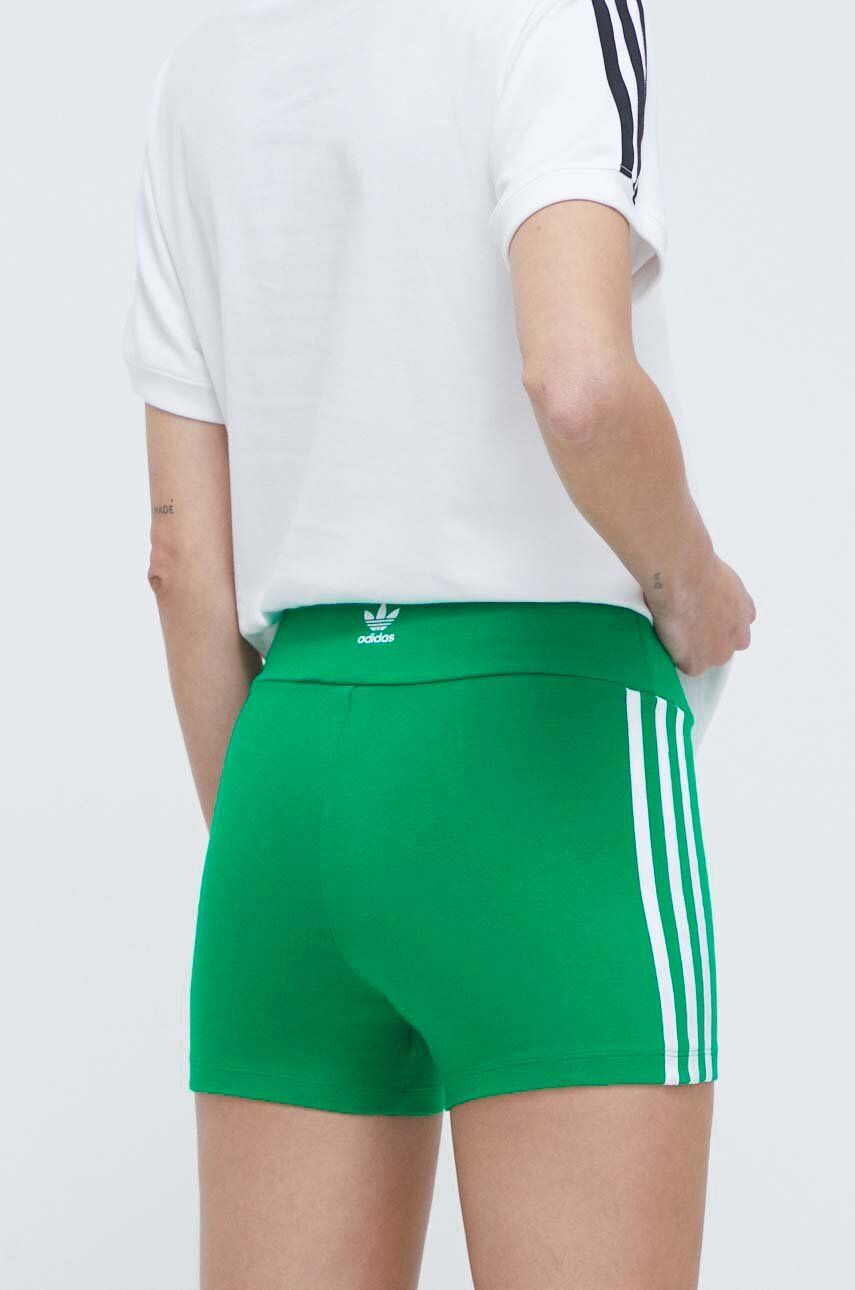 Adidas Originals Pantaloni Scurți Femei, Culoarea Verde, Cu Imprimeu, High Waist