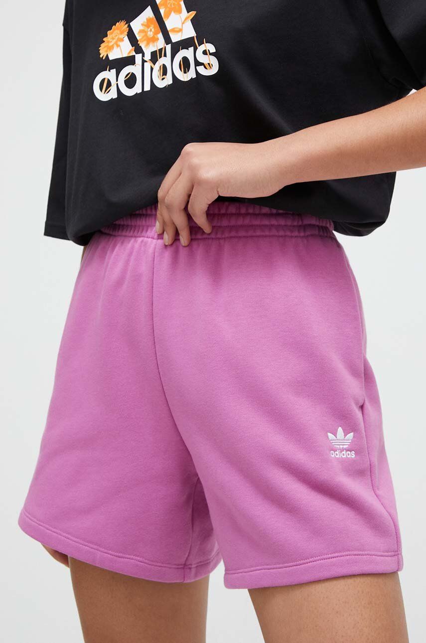 adidas Originals pantaloni scurți femei, culoarea roz, uni, high waist IR5958