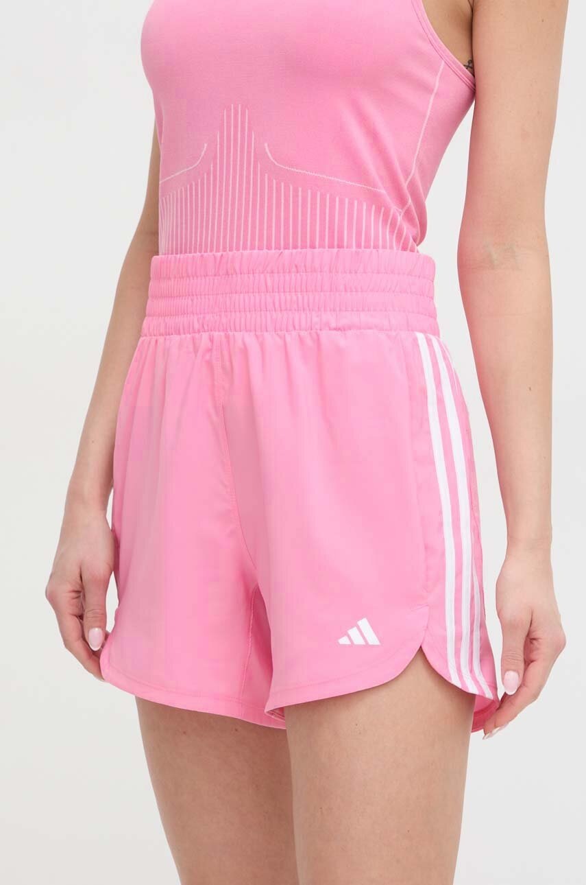 adidas Performance pantaloni scurți de antrenament Pacer culoarea roz, cu imprimeu, medium waist