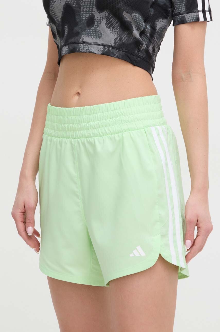 adidas Performance pantaloni scurți de antrenament Pacer culoarea verde, cu imprimeu, high waist