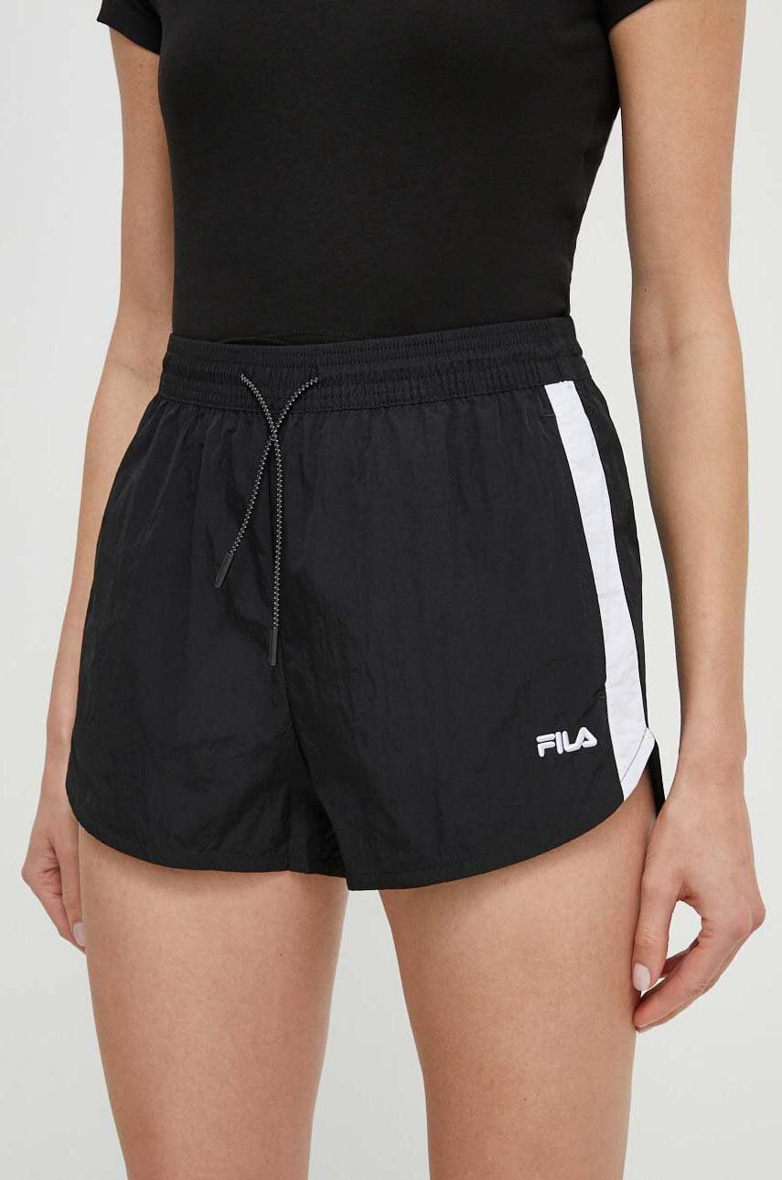 Fila pantaloni scurti Limassol femei, culoarea negru, modelator, high waist, FAW0775