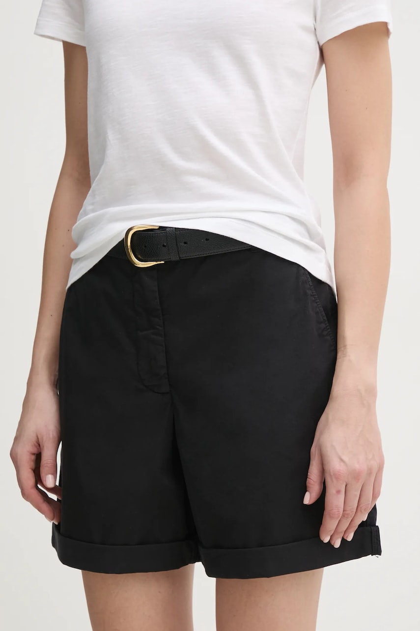 Levně Kraťasy Tommy Hilfiger dámské, černá barva, hladké, high waist, WW0WW42457