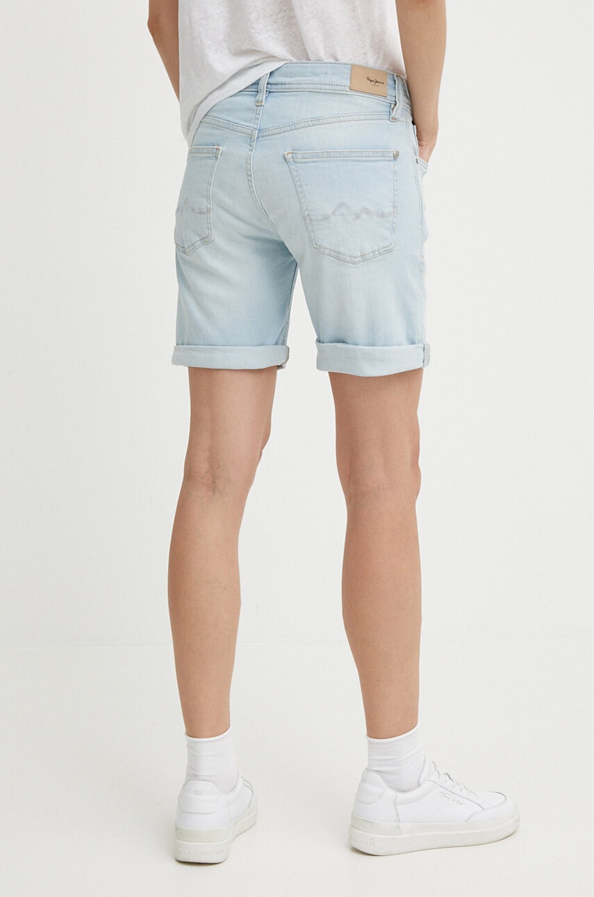 Pepe Jeans farmer rövidnadrág SLIM SHORT MW női, sima, közepes derékmagasságú, PL801120RH6 termék 2. képe