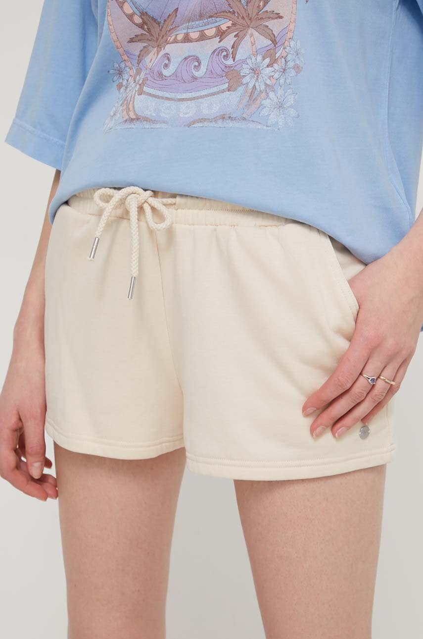 Roxy pantaloni scurti femei, culoarea bej, neted, medium waist, ERJFB03419 Roxy pantaloni scurti femei, culoarea bej, neted, medium waist, ERJFB03419