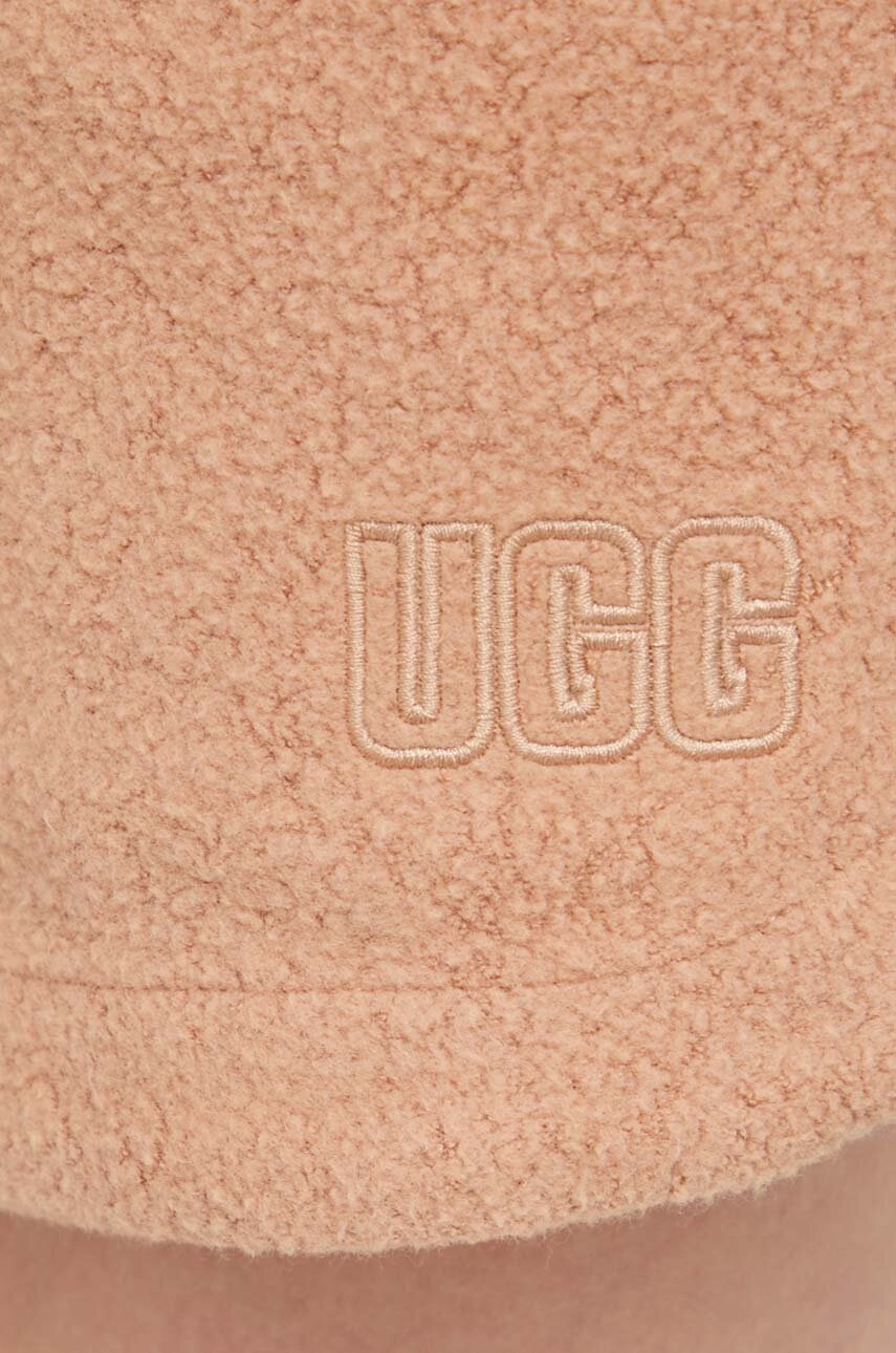Шорти UGG жіночі колір бежевий однотонні висока посадка 1152769 