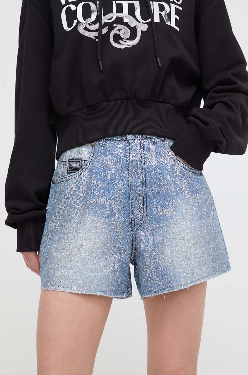 Versace Jeans Couture pantaloni scurti jeans femei, modelator, high waist Versace Jeans Couture pantaloni scurti jeans femei, modelator, high waist