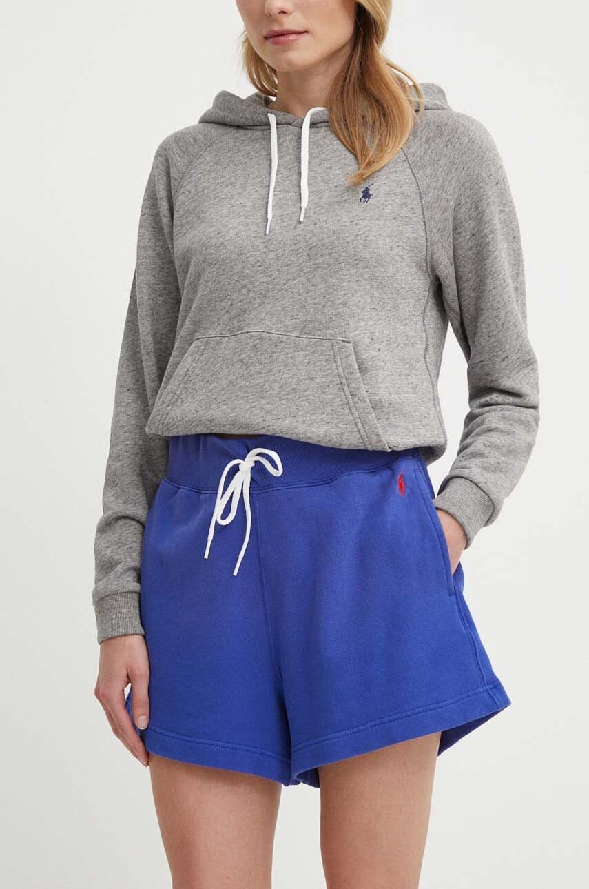 

Памучен къс панталон Polo Ralph Lauren в лилаво с изчистен дизайн с висока талия 211935586, Виолетов
