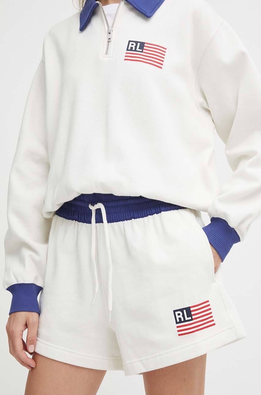 

Къс панталон Polo Ralph Lauren в бежово с принт висока талия 211935604, Бежов