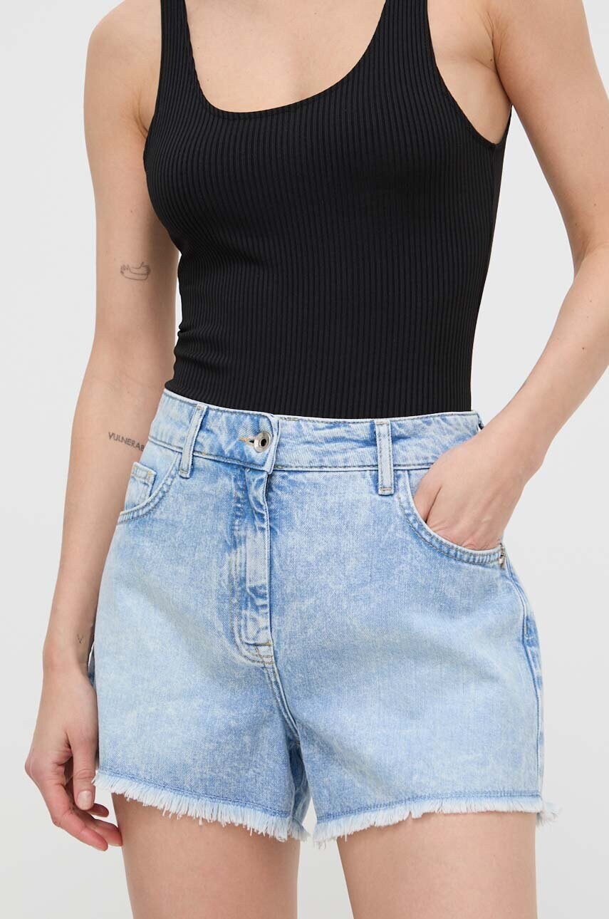 Levně Džínové šortky Patrizia Pepe dámské, hladké, high waist, 2P1597 D072