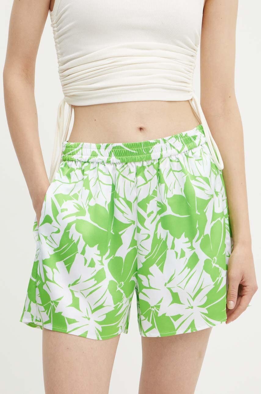 MICHAEL Michael Kors pantaloni scurti femei, culoarea verde, modelator, high waist MICHAEL Michael Kors pantaloni scurti femei, culoarea verde, modelator, high waist