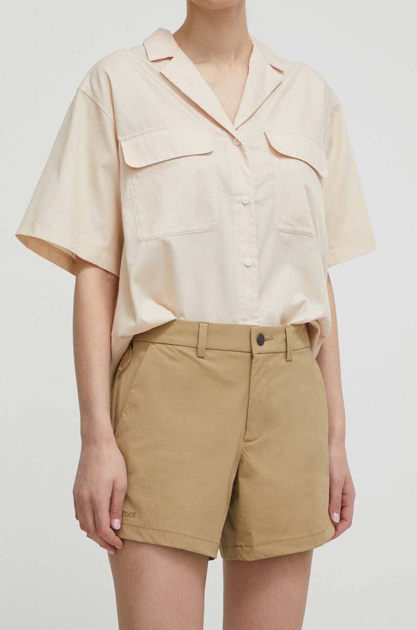 Marmot pantaloni scurți outdoor Arch Rock culoarea bej, neted, medium waist Marmot pantaloni scurți outdoor Arch Rock culoarea bej, neted, medium waist