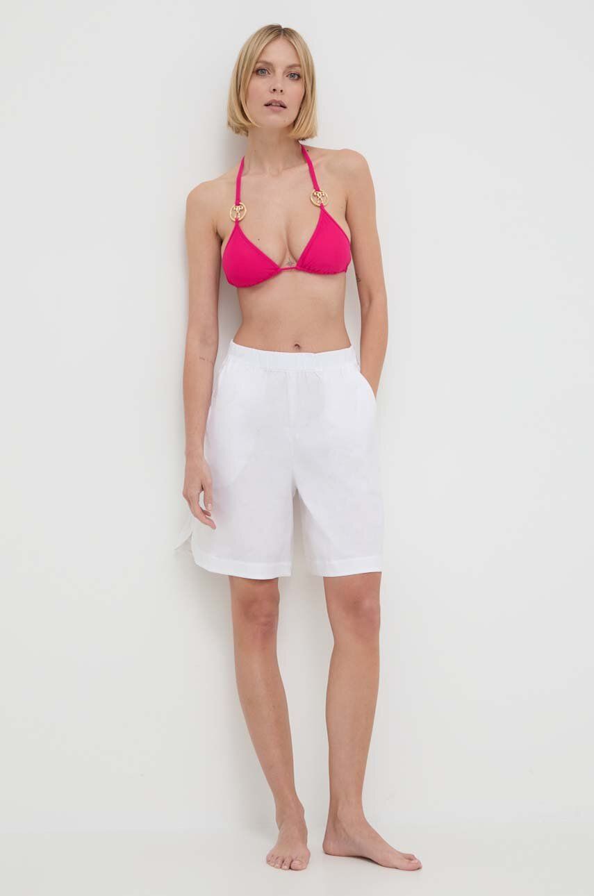 Max Mara Beachwear pantaloni scurți de plajă femei, culoarea alb, uni, high waist, 2416141019600 2416140000000
