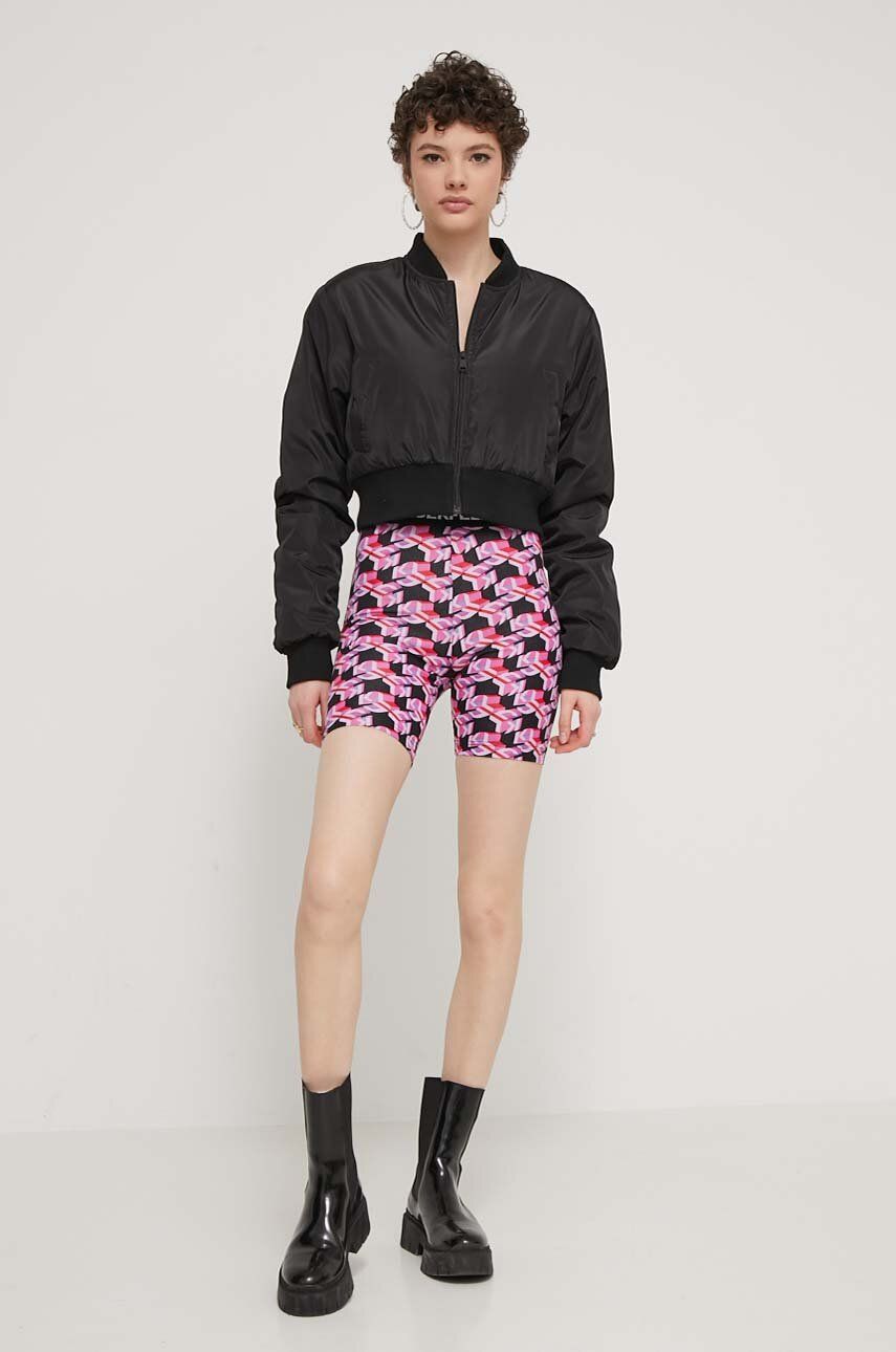 Karl Lagerfeld Jeans pantaloni scurti femei, culoarea roz, modelator, high waist