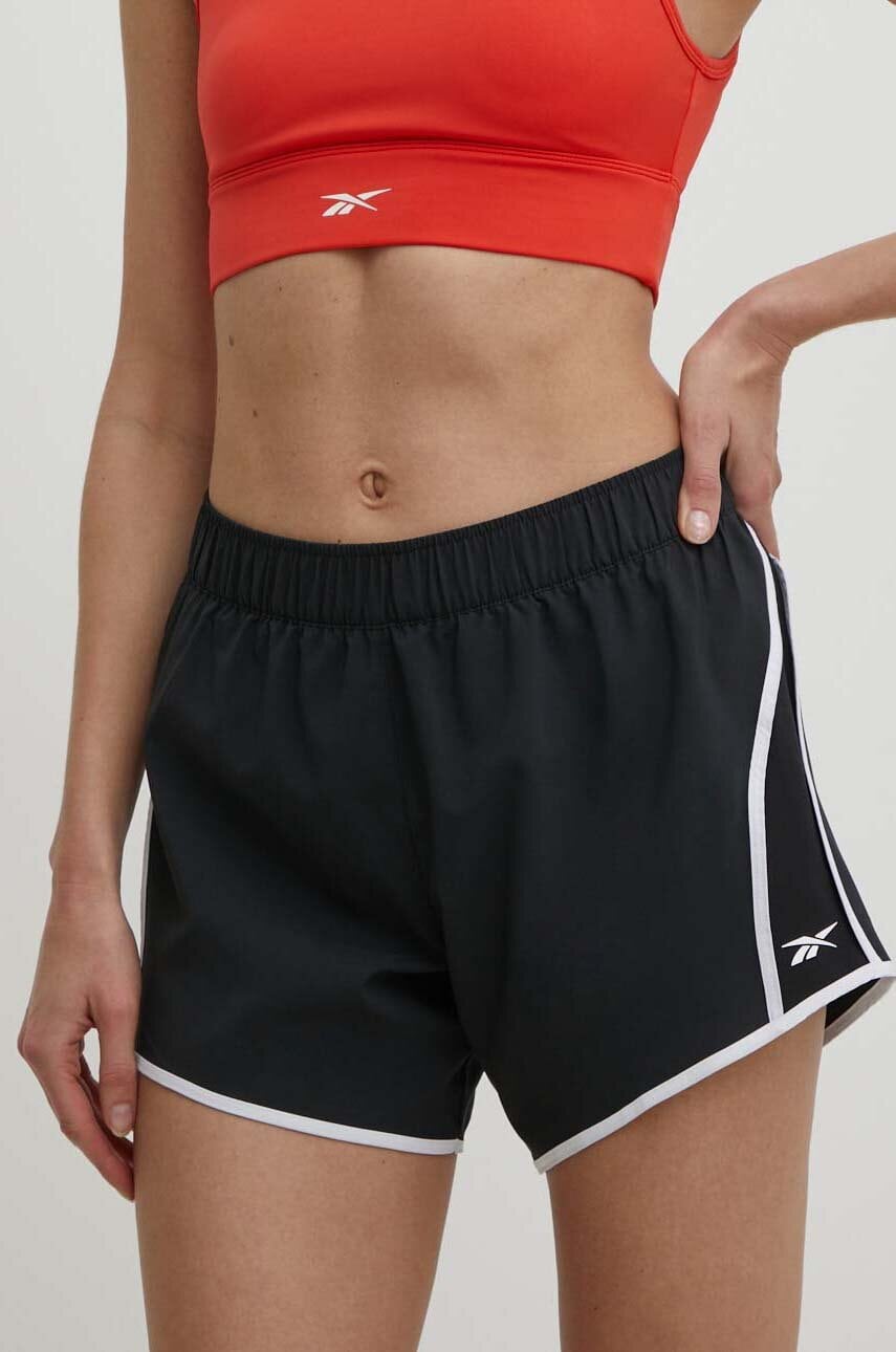 Reebok pantaloni scurți de antrenament ID Train culoarea negru, modelator, high waist, 100034912 Reebok pantaloni scurți de antrenament ID Train culoarea negru, modelator, high waist, 100034912