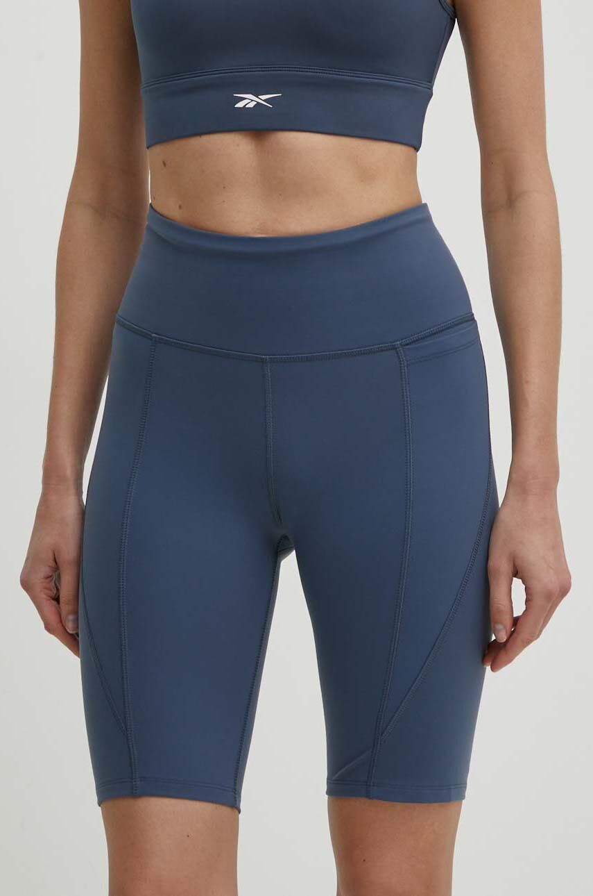 Reebok pantaloni scurti sport LUX Collection femei, neted, medium waist, 100076153
