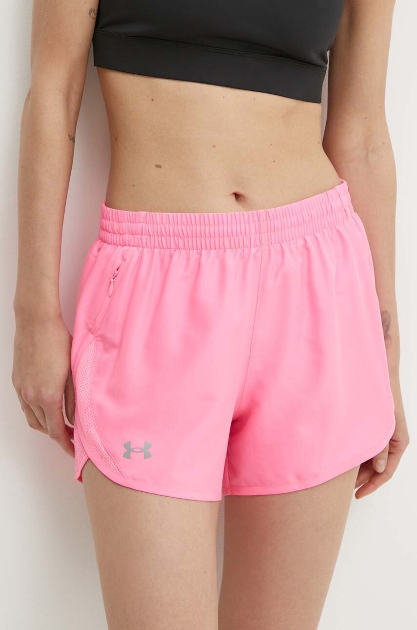 

Къс панталон за бягане Under Armour Fly By в розово с изчистен дизайн с висока талия, Розов
