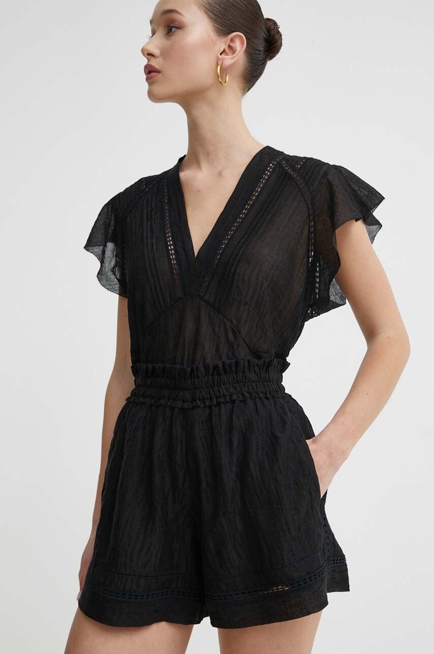 IRO pantaloni scurti femei, culoarea negru, neted, high waist IRO pantaloni scurti femei, culoarea negru, neted, high waist