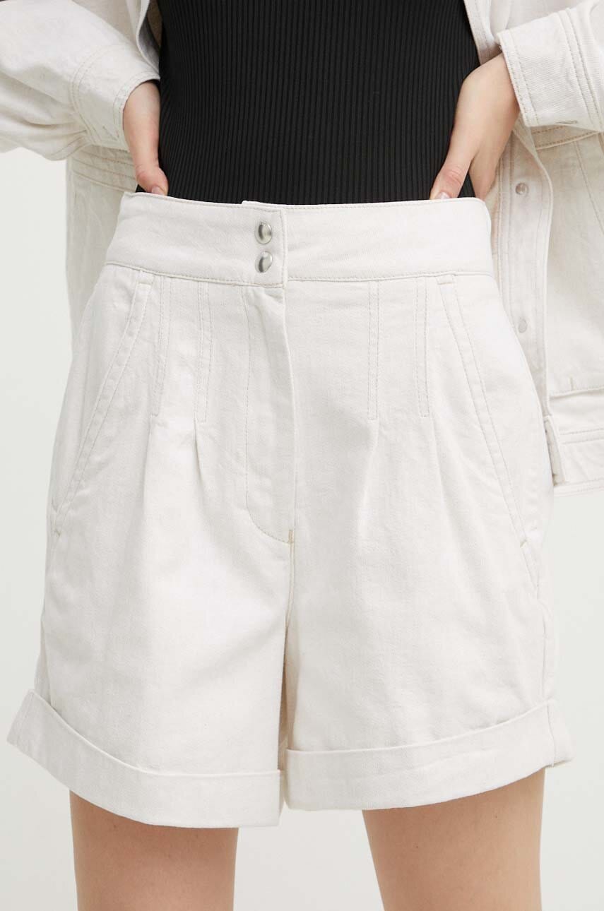 IRO pantaloni scurți din amestec de in culoarea bej, neted, high waist IRO pantaloni scurți din amestec de in culoarea bej, neted, high waist