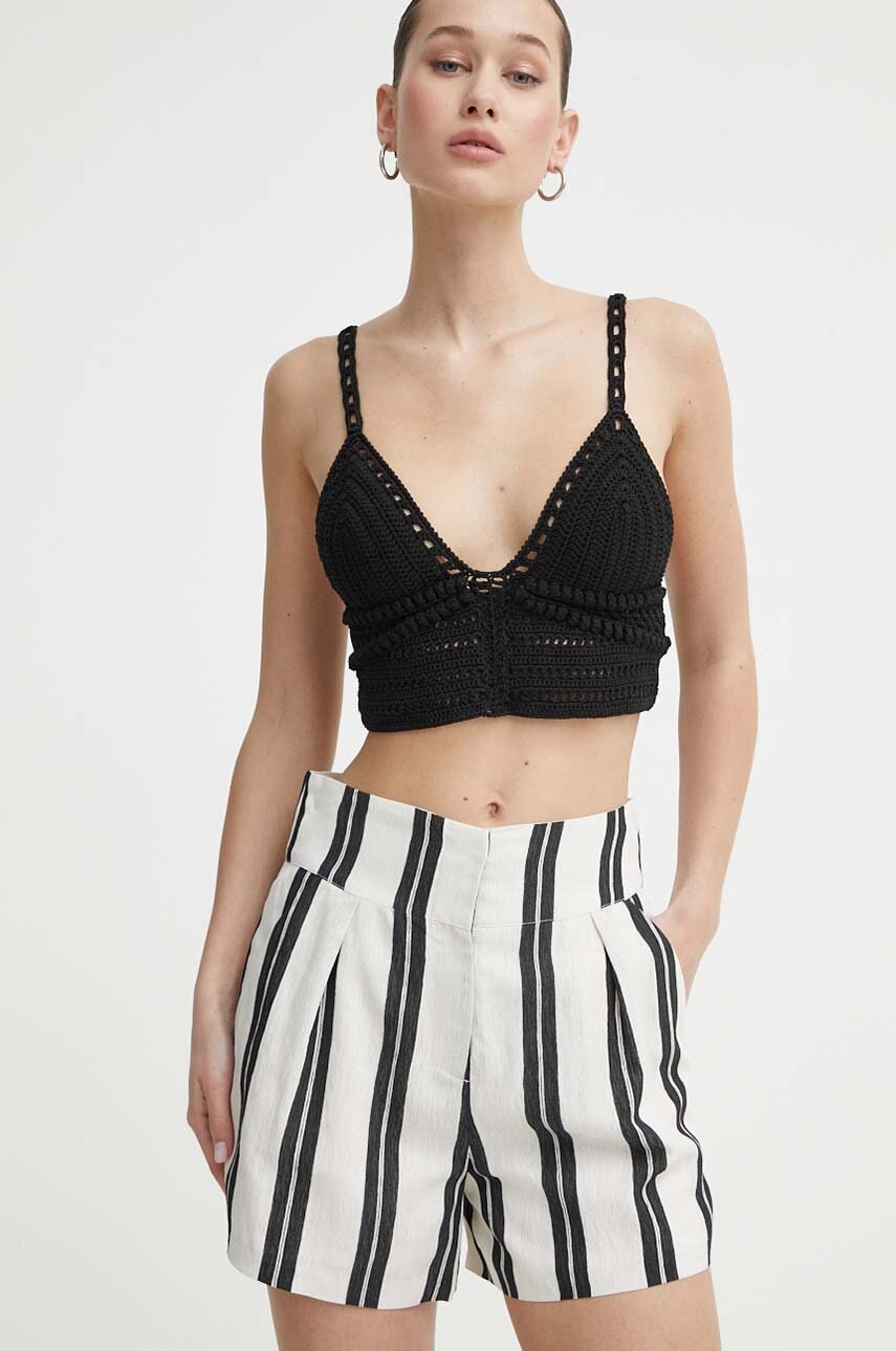 IRO pantaloni scurti femei, culoarea bej, modelator, high waist IRO pantaloni scurti femei, culoarea bej, modelator, high waist
