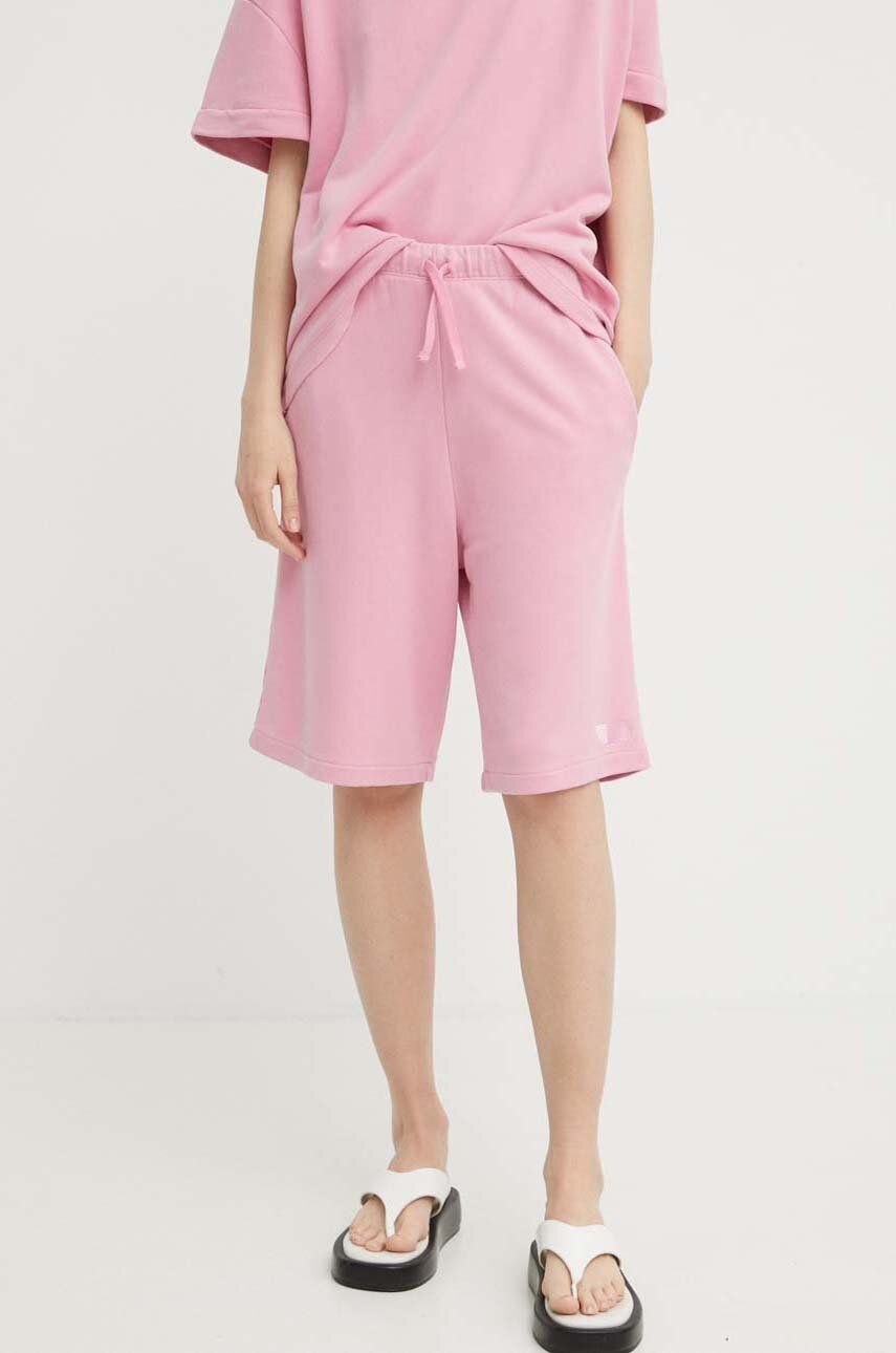 IRO pantaloni scurti femei, culoarea roz, neted, high waist