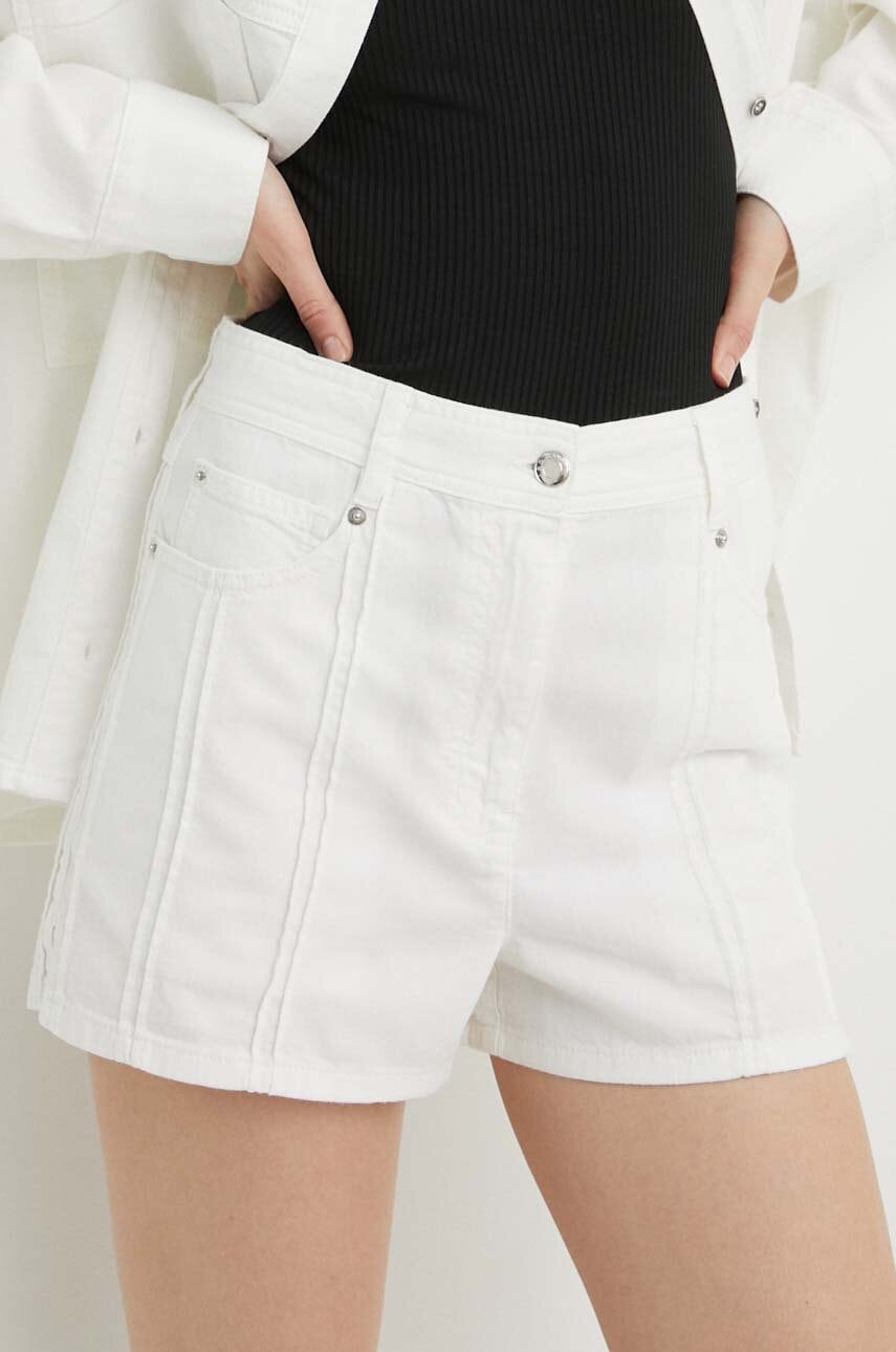 IRO pantaloni scurti din bumbac culoarea alb, neted, high waist IRO pantaloni scurti din bumbac culoarea alb, neted, high waist