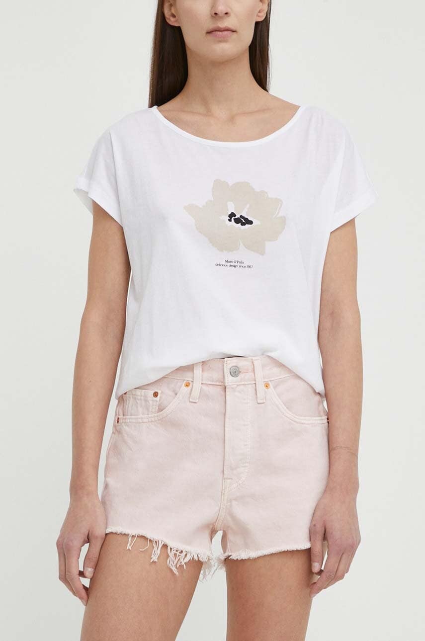 Levi's pantaloni scurti jeans femei, culoarea roz, neted, high waist Levi's pantaloni scurti jeans femei, culoarea roz, neted, high waist