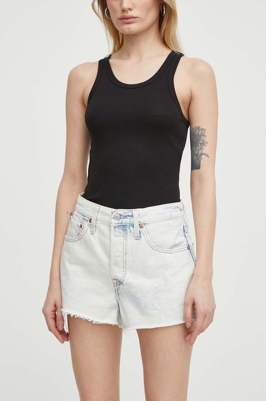 Levi's pantaloni scurti jeans femei, neted, high waist Levi's pantaloni scurti jeans femei, neted, high waist