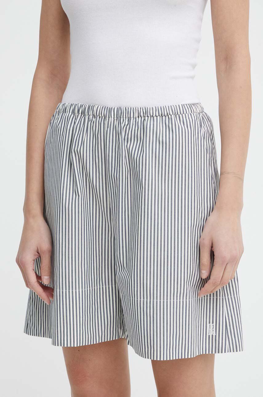 By Malene Birger pantaloni scurti din bumbac culoarea albastru marin, modelator, high waist